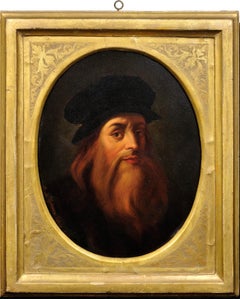 after Leonardo da Vinci dated 1863. Self Portrait. Uffizi Gallery in Florence.