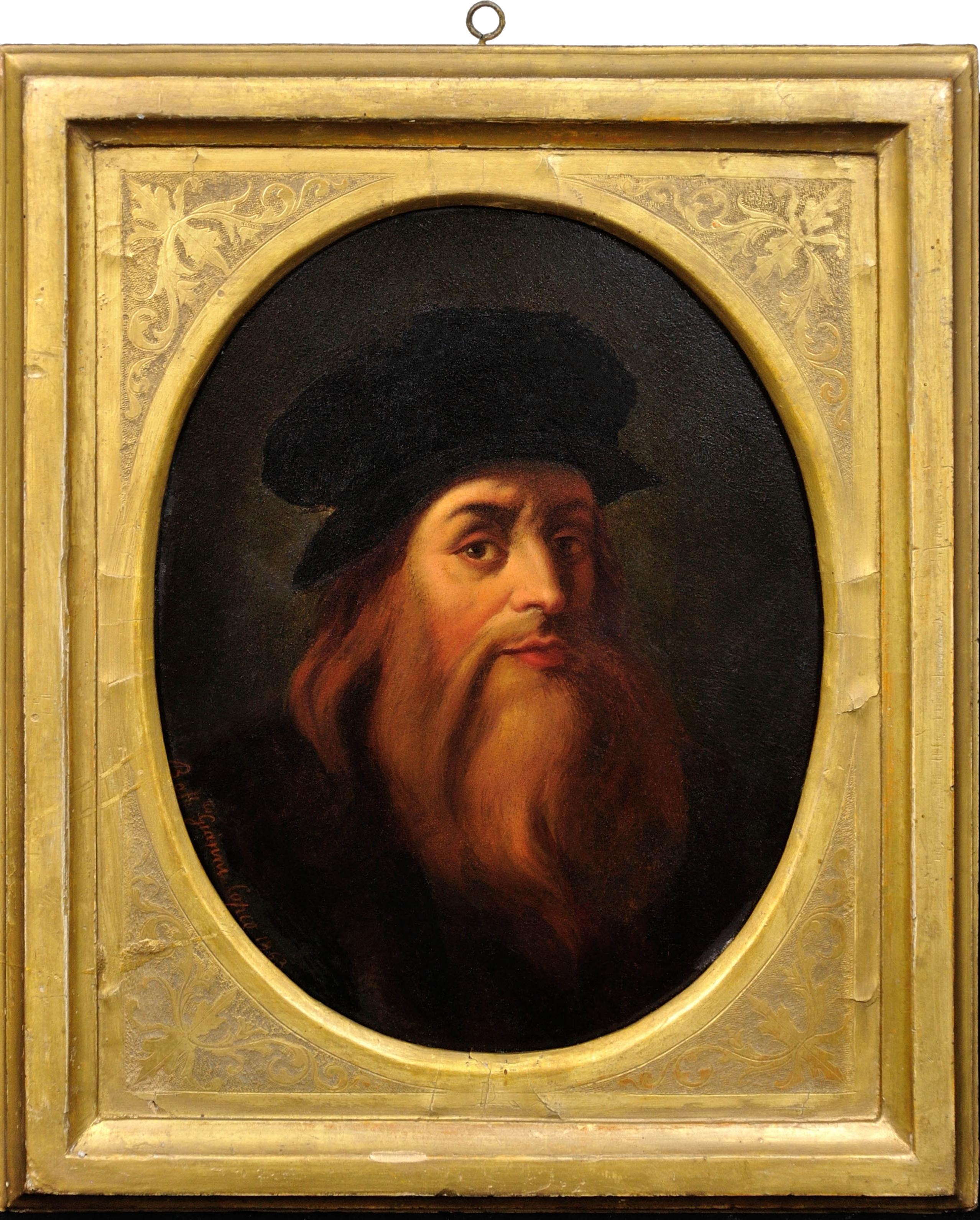 Portrait Painting Leonardo da Vinci - d'après Léonard de Vinci daté de 1863. Autoportrait. Galerie Uffizi à Florence.