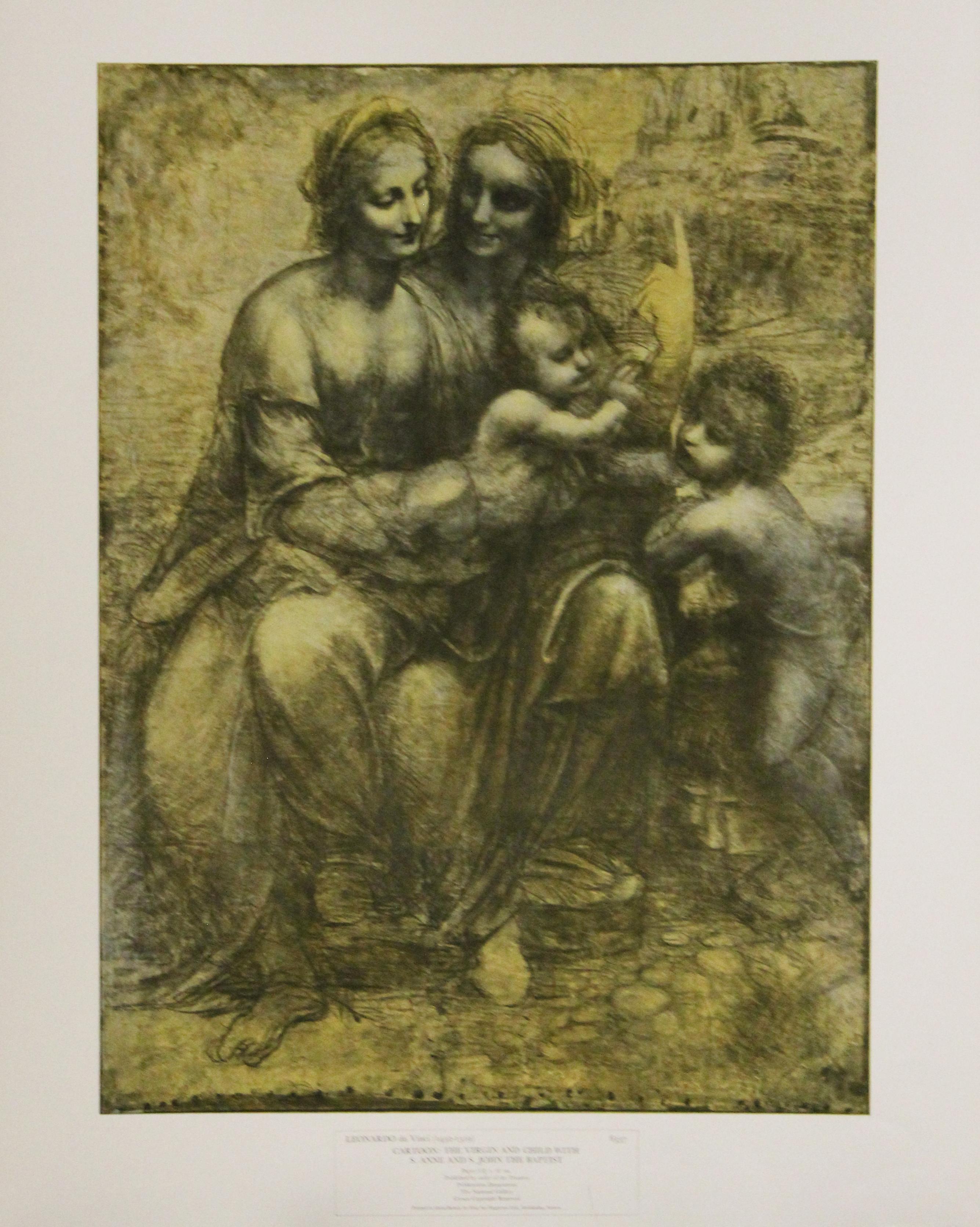 Leonardo da Vinci Portrait Print - Cartoon: The Virgin and Child with S. Ann and S. John the Baptist-Poster. 