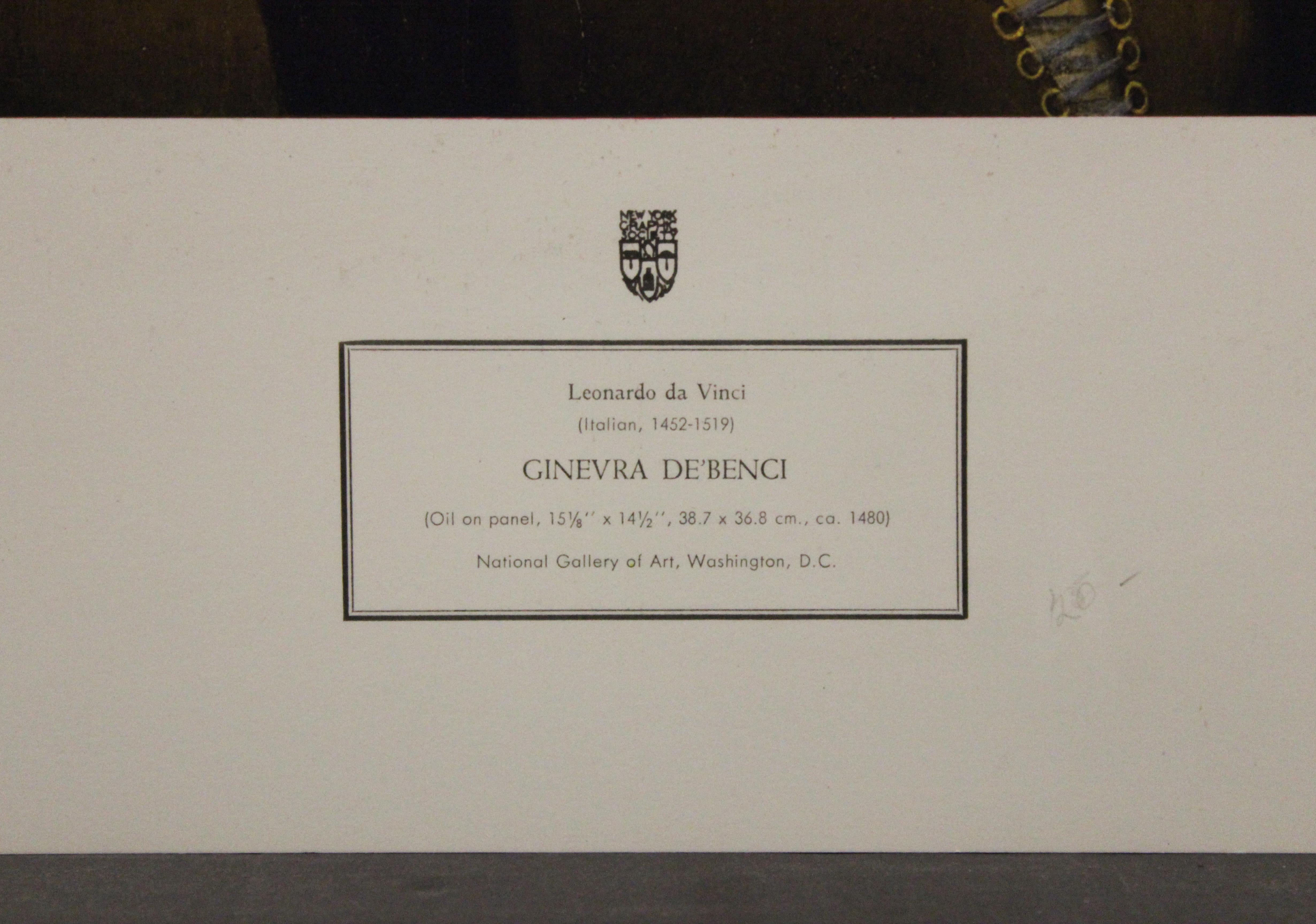 Ginevra de' Benci-Poster. New York Graphic Society. - Print by Leonardo da Vinci
