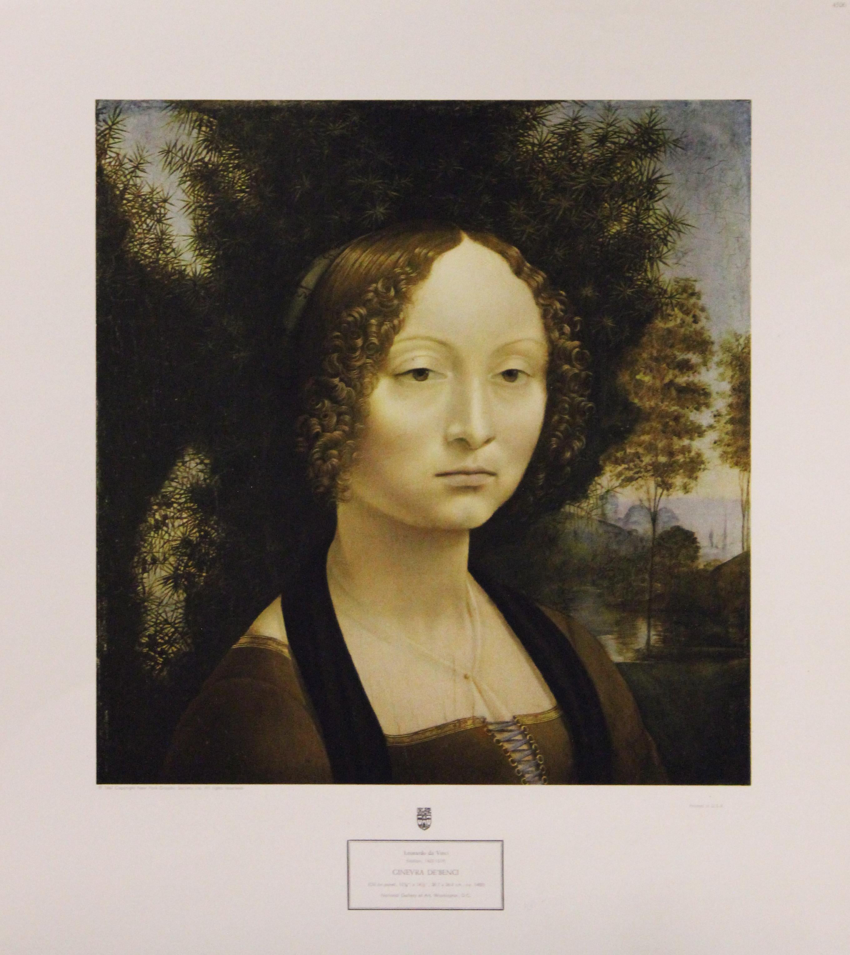 Leonardo da Vinci Portrait Print - Ginevra de' Benci-Poster. New York Graphic Society.