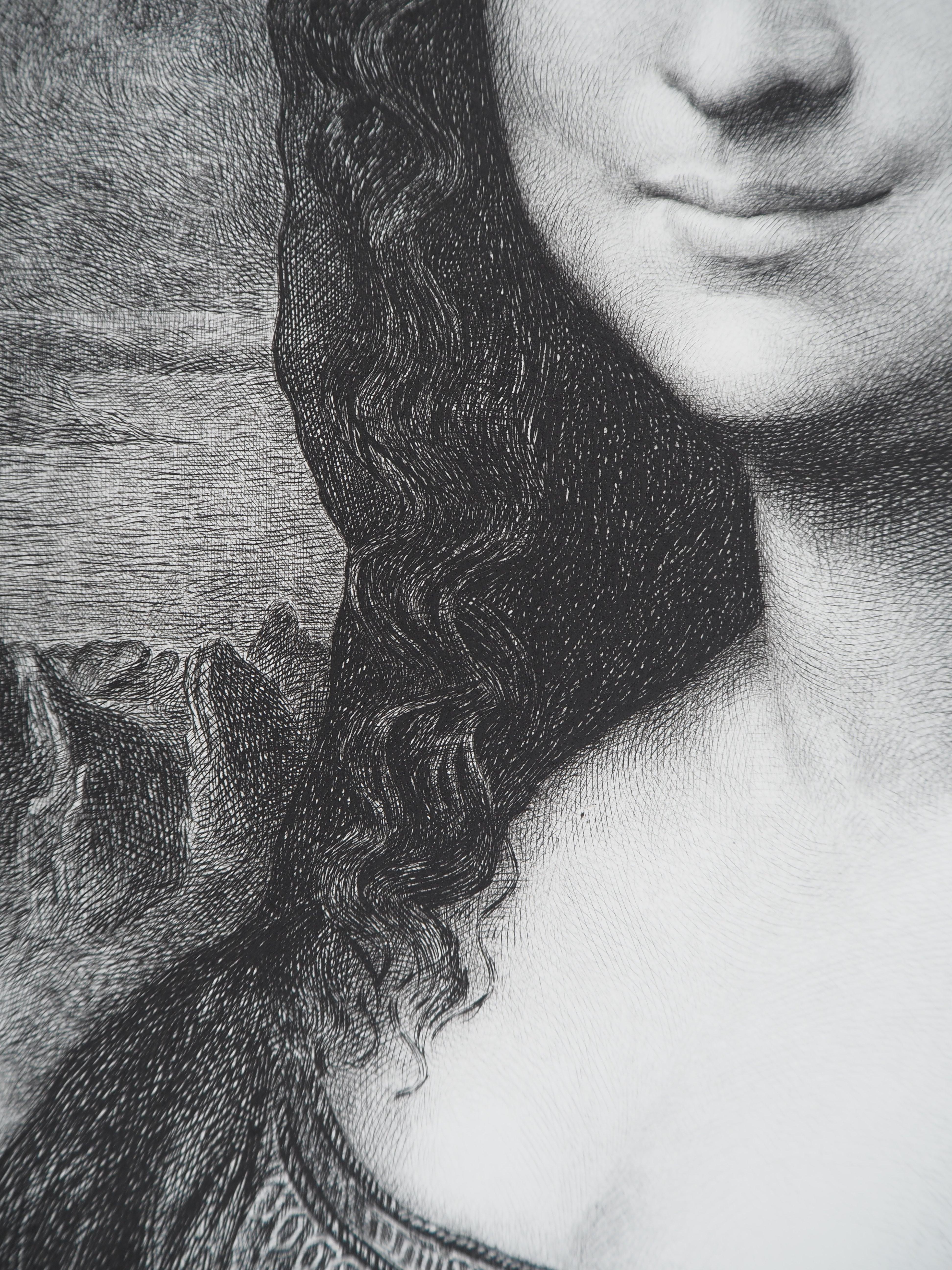 Mona Lisa - Grabado del Museo del Louvre en venta 8