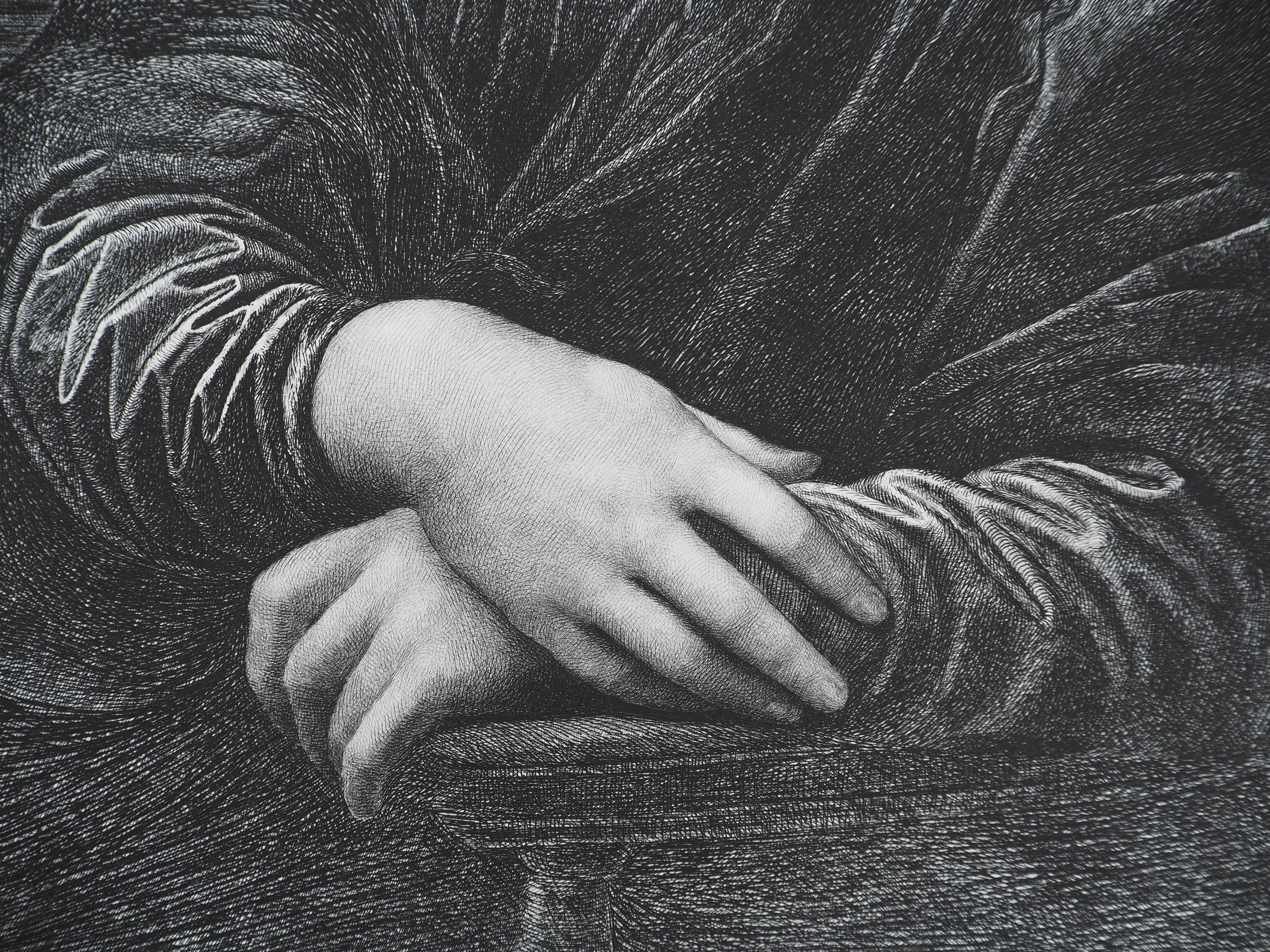 Mona Lisa - Grabado del Museo del Louvre en venta 9