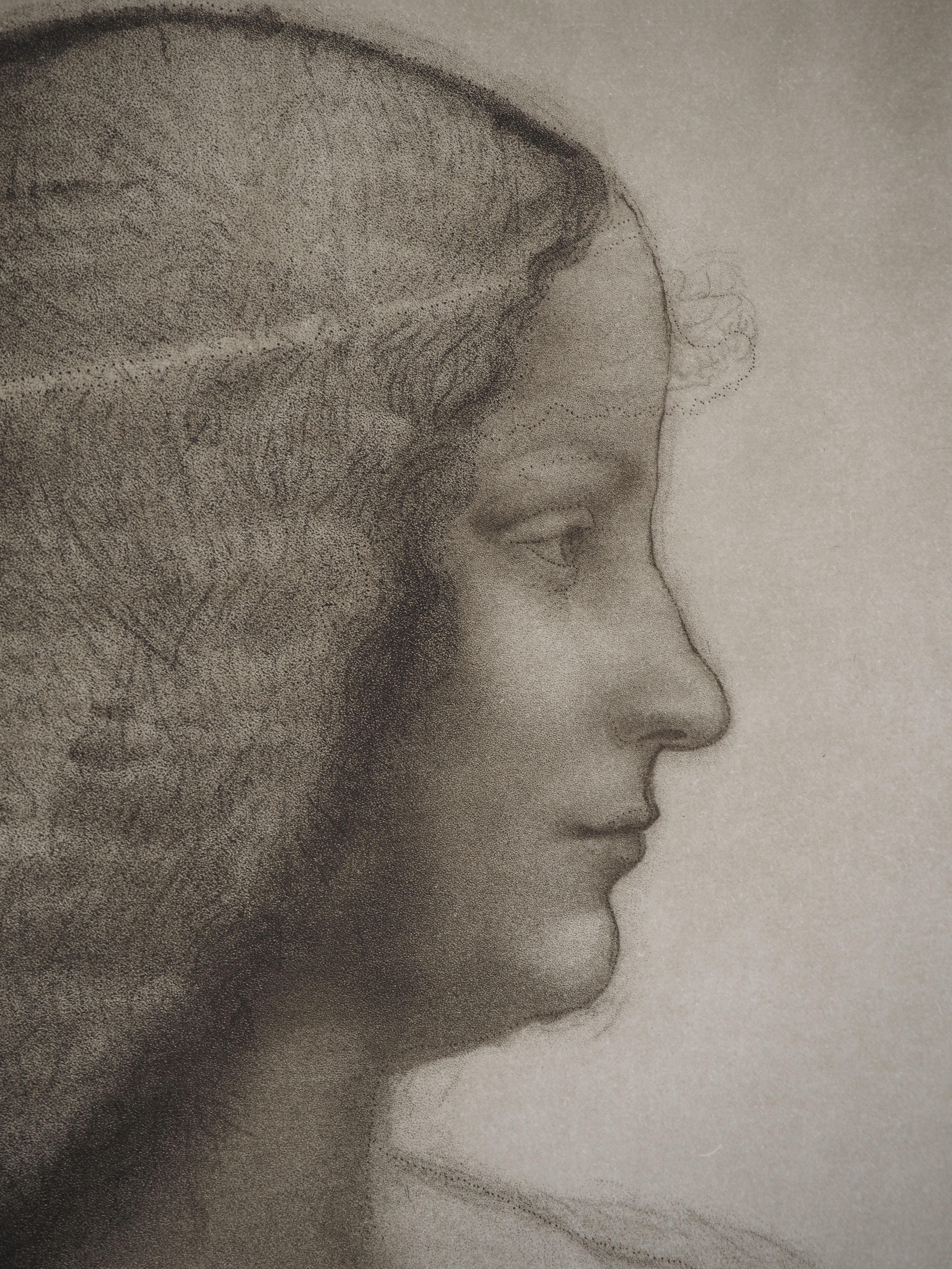 Portrait of Isabella d'Este - Etching from Louvre Museum - Italian School Print by Leonardo da Vinci
