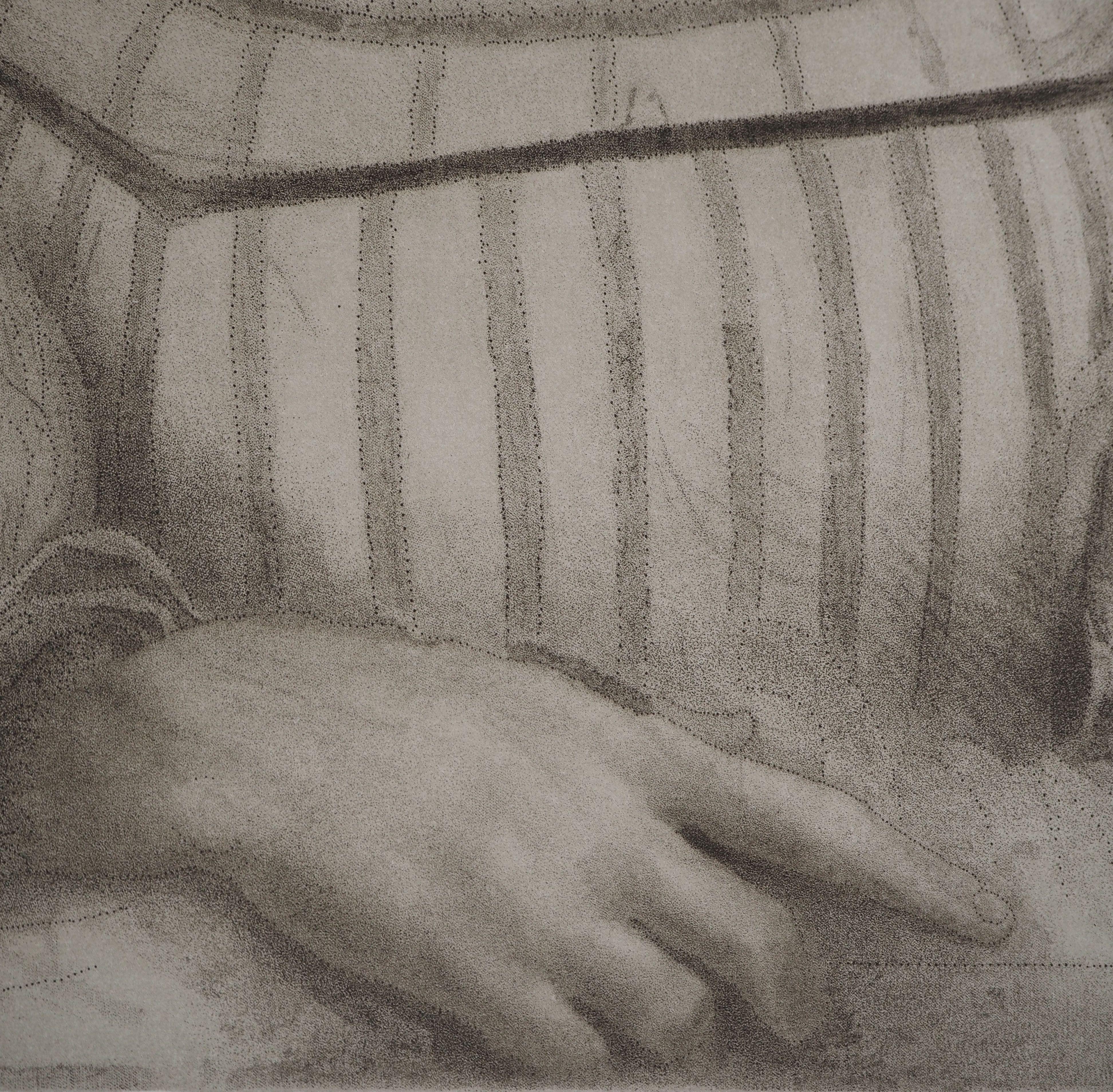 Portrait of Isabella d'Este - Etching from Louvre Museum - Gray Portrait Print by Leonardo da Vinci