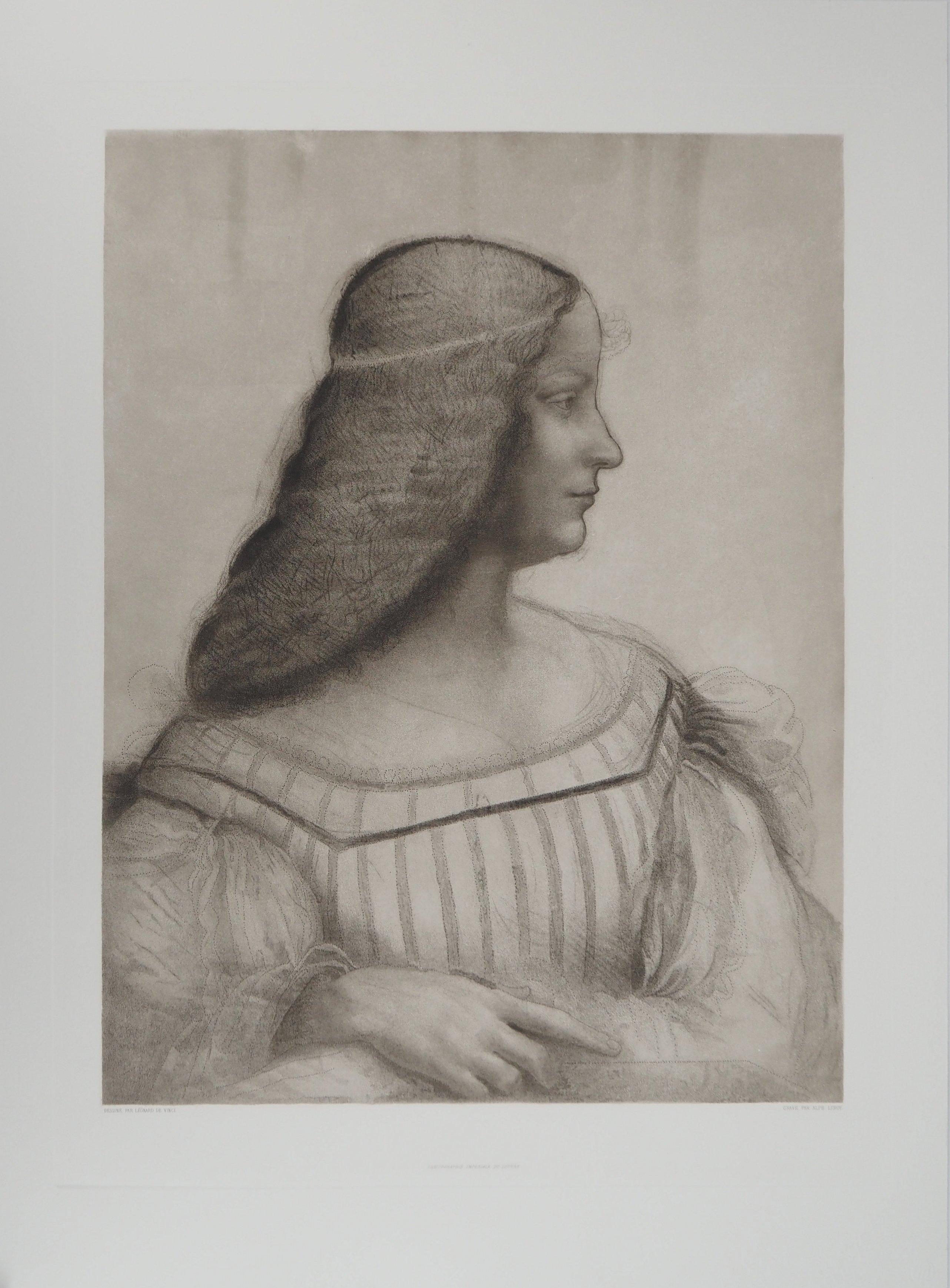 Retrato de Isabel de Este - Aguafuerte del Museo del Louvre