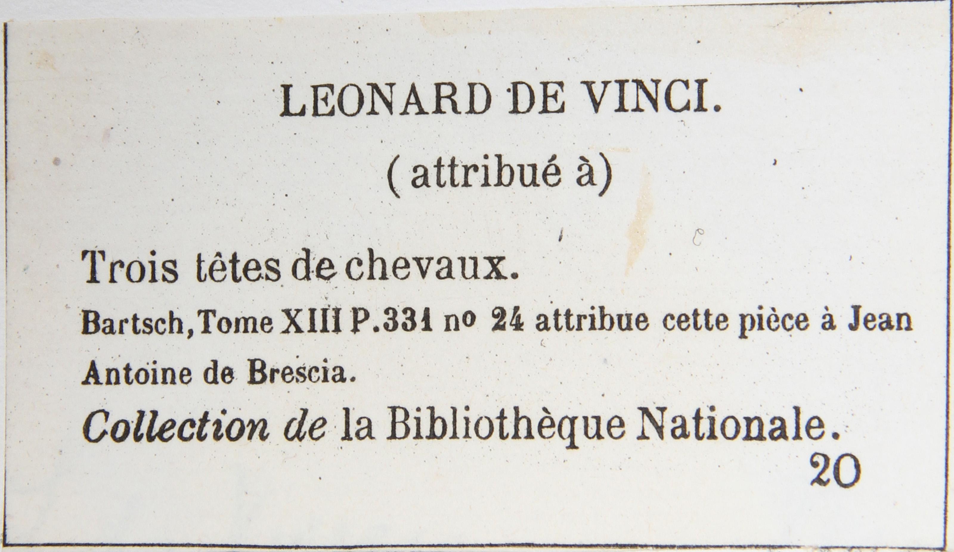 Trois Tetes de Chevaux, Eliografia di Leonardo da Vinci in vendita 1