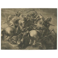 Leonardo da Vinci Battle of Anghiari - Engraving by Edelinck After Rubens, c1660