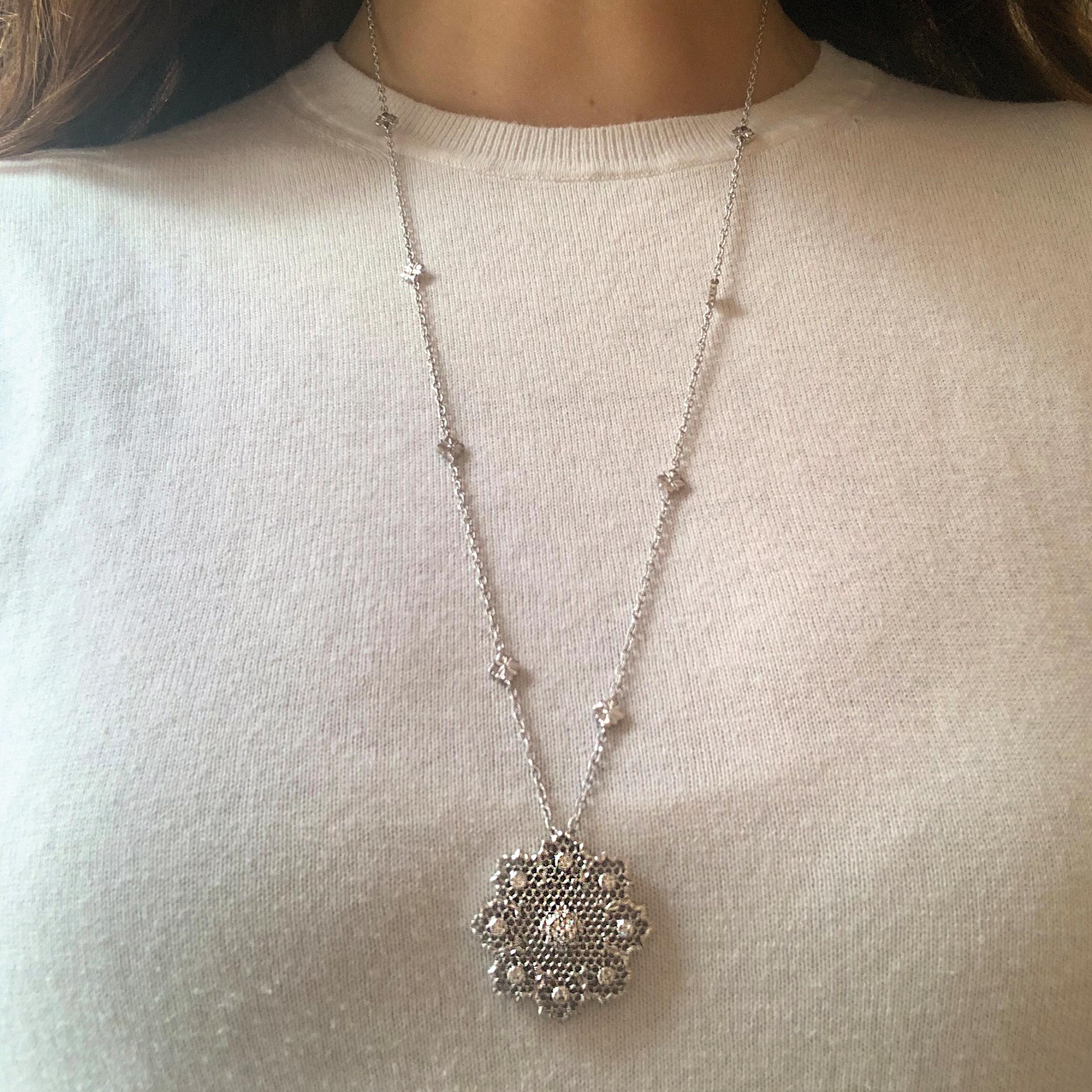 Artisan 0.69  Carats set in 18Kt White Gold Diamond Pendant Necklace