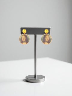 Leonardo Da Vinci Mona Lisa Earrings Studs with citrines and Mother of pearl.