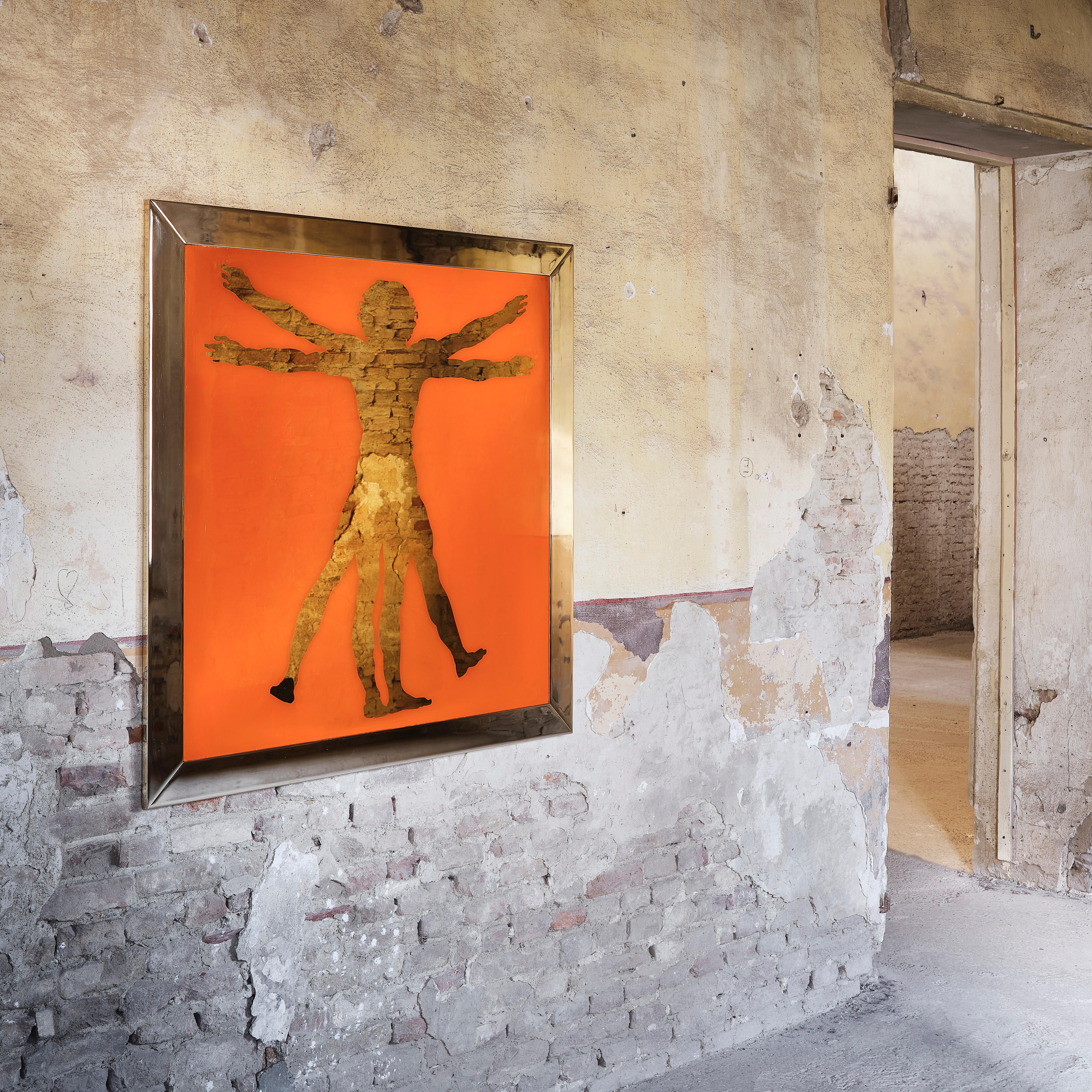 Other Leonardo Da Vinci, The Vitruvian Man, Icon Wall Decoration by Davide Medri For Sale