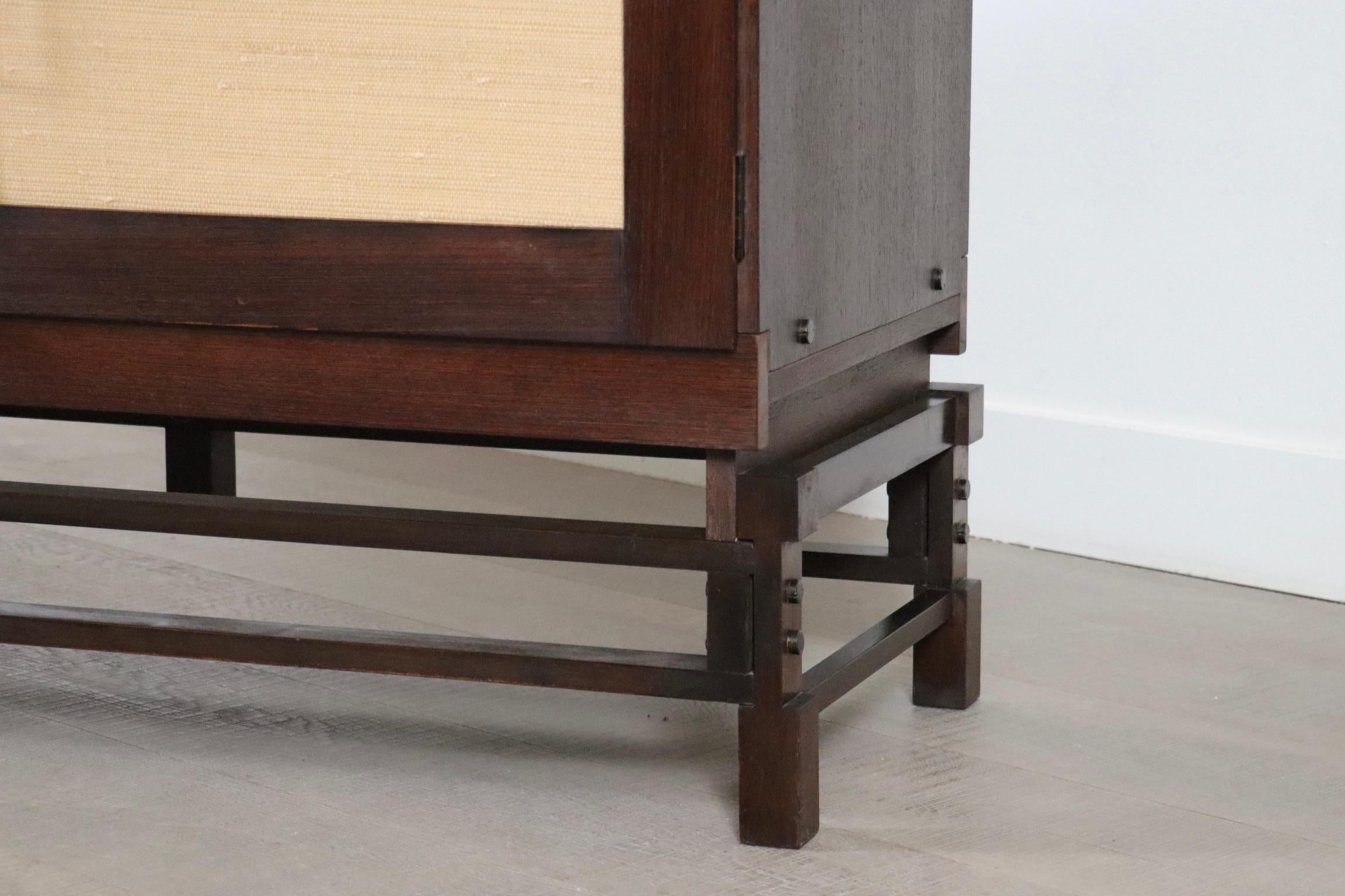 Leonardo Fiori for Isa Bergamo Sideboard in Wengé and Seagrass 1950s For Sale 6