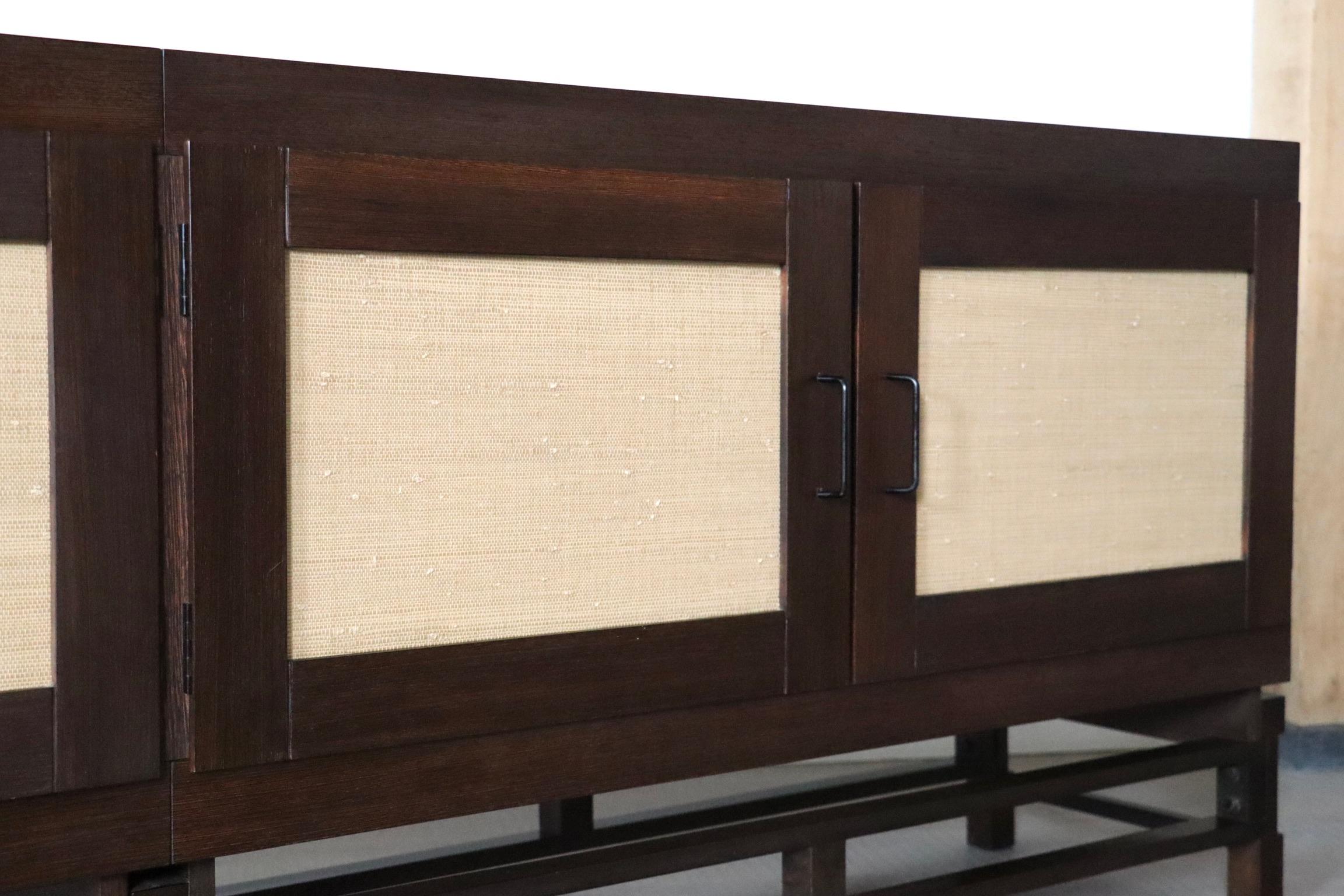 Leonardo Fiori for Isa Bergamo Sideboard in Wengé and Seagrass 1950s For Sale 8