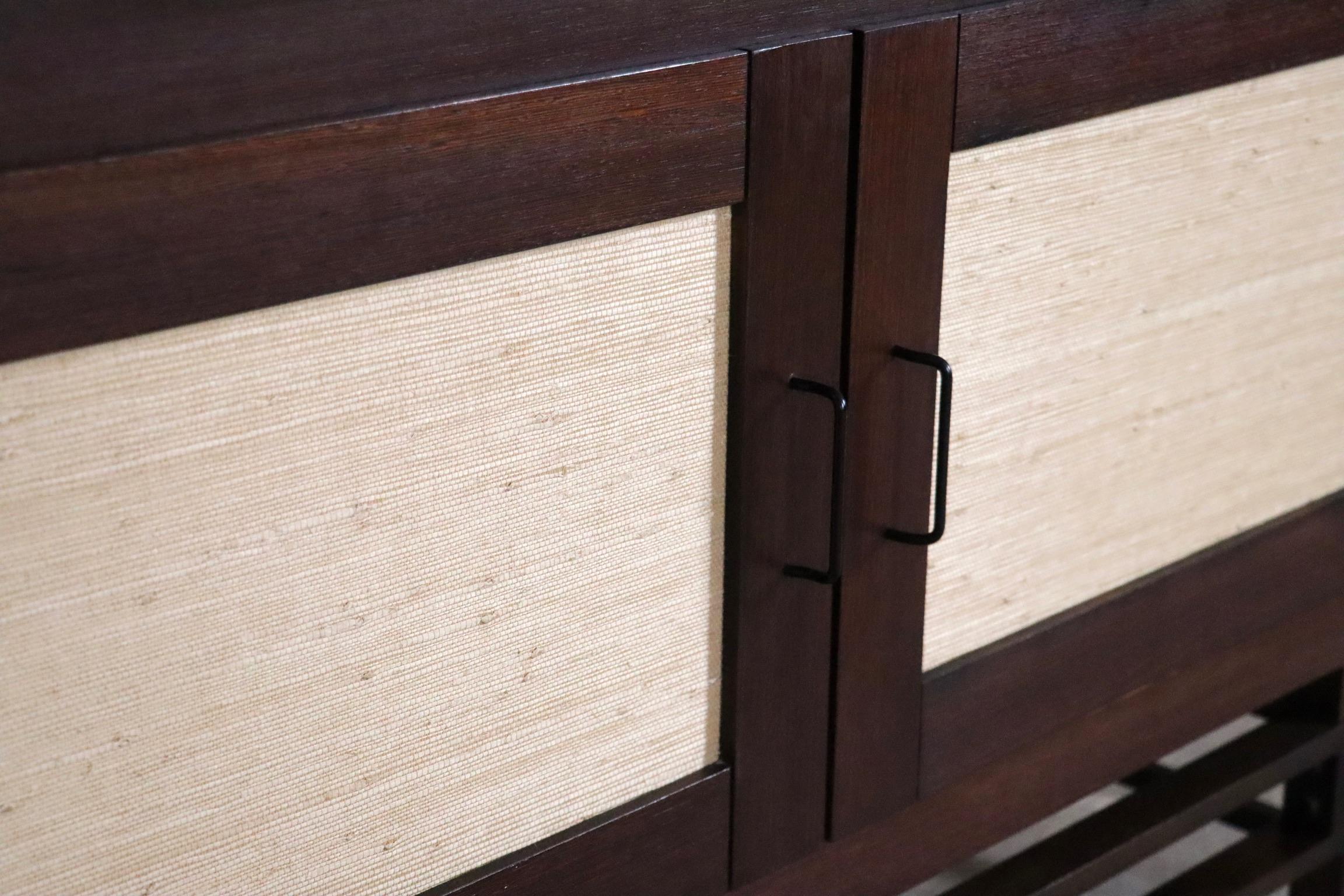 Leonardo Fiori for Isa Bergamo Sideboard in Wengé and Seagrass 1950s For Sale 11