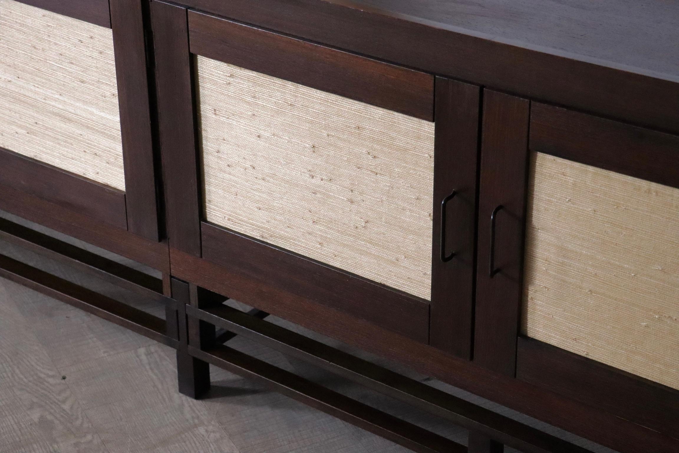 Leonardo Fiori for Isa Bergamo Sideboard in Wengé and Seagrass 1950s In Good Condition For Sale In ABCOUDE, UT