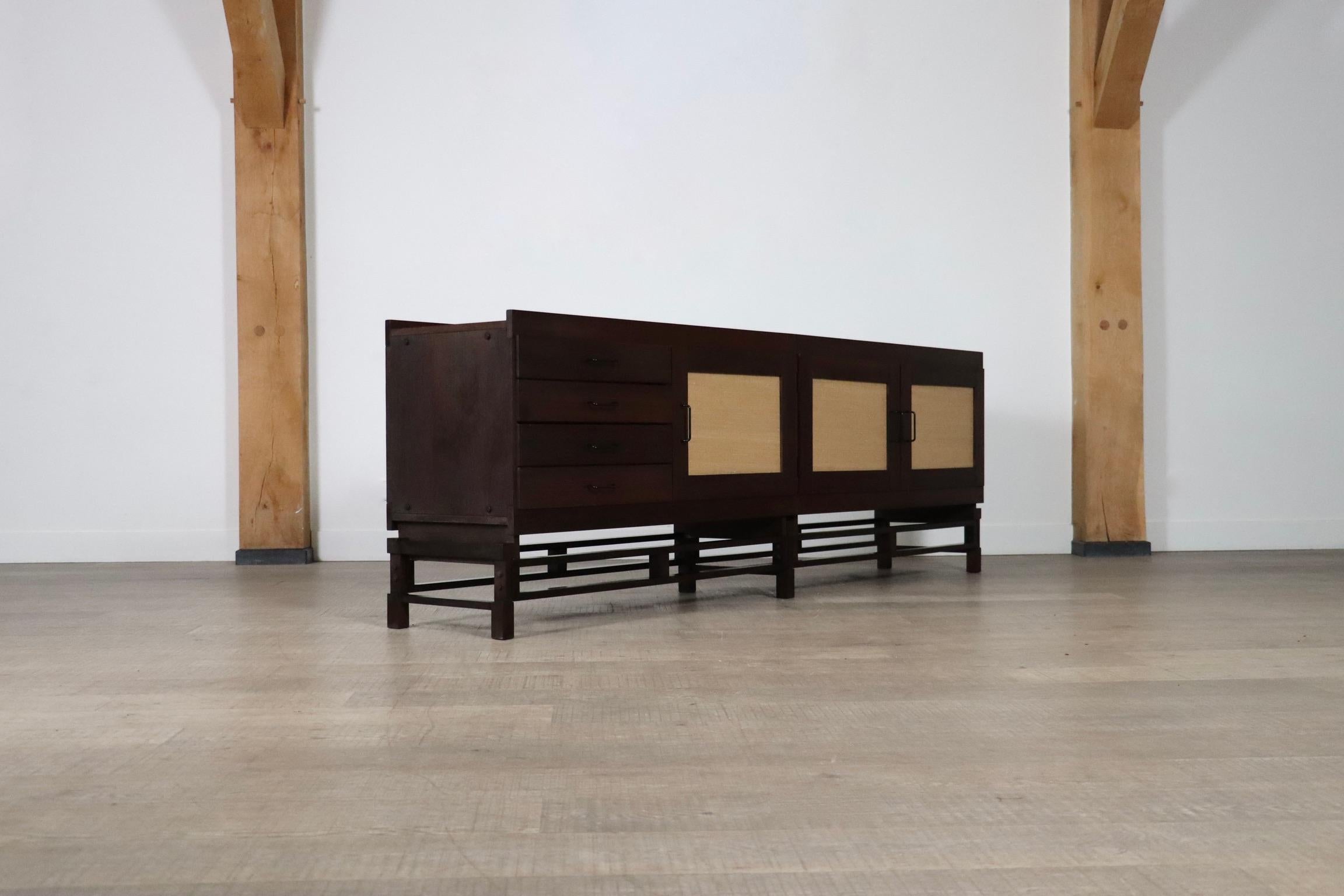 Leonardo Fiori for Isa Bergamo Sideboard in Wengé and Seagrass 1950s For Sale 1