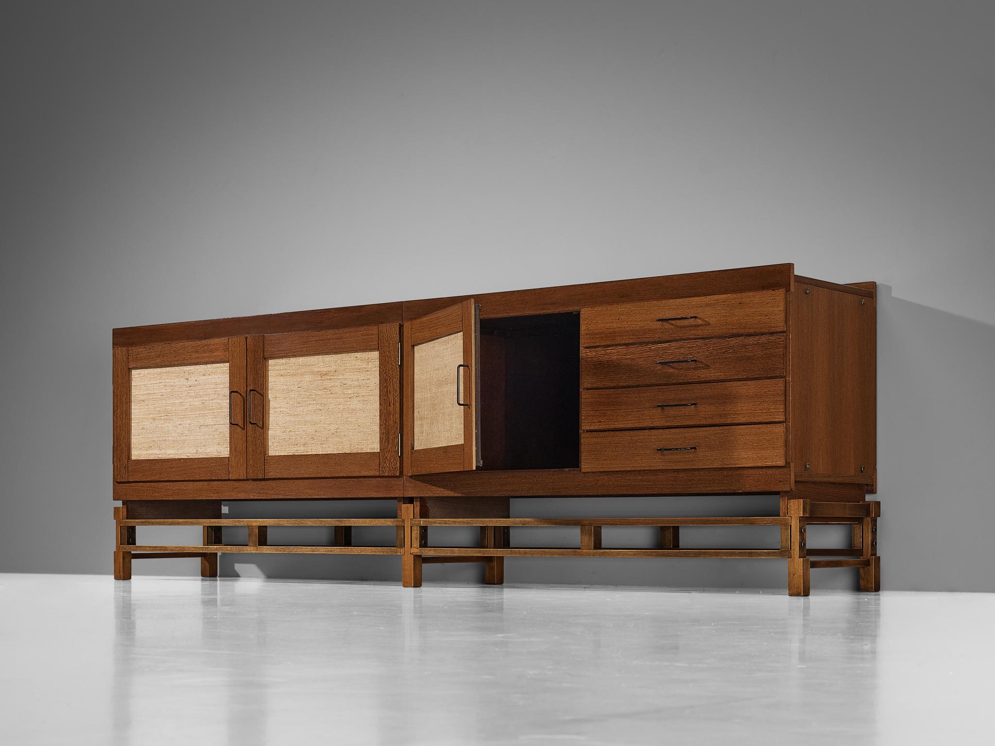 Leonardo Fiori for Isa Bergamo Sideboard in Wengé and Seagrass  For Sale 3