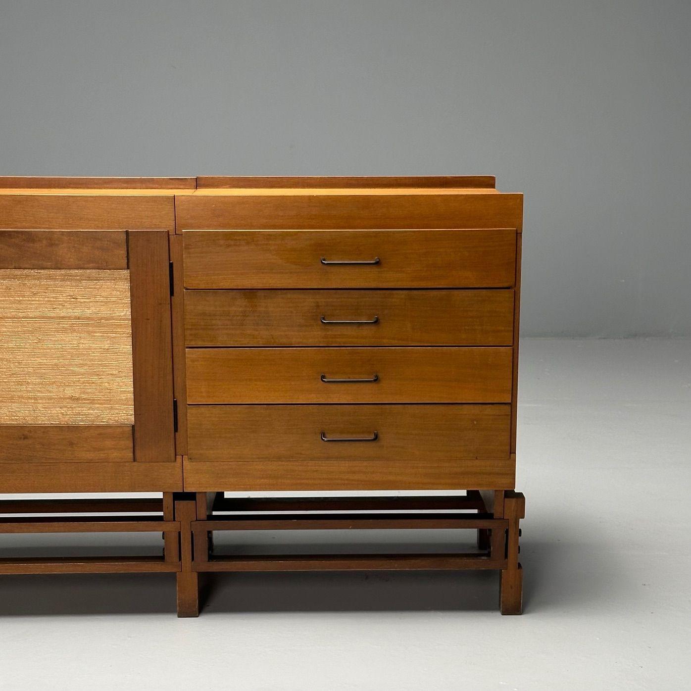 Leonardo Fiori, Italian Mid-Century Modern, Buffet, Wengé, Seagrass, 1950s en vente 1