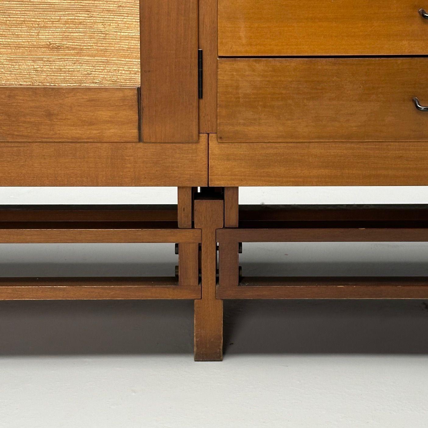Leonardo Fiori, Italian Mid-Century Modern, Buffet, Wengé, Seagrass, 1950s en vente 2
