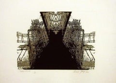 Leonardo Gotleyb, ¨Arqueologia urbana III¨, 2005, xilografía, 27,6x39 pulg.