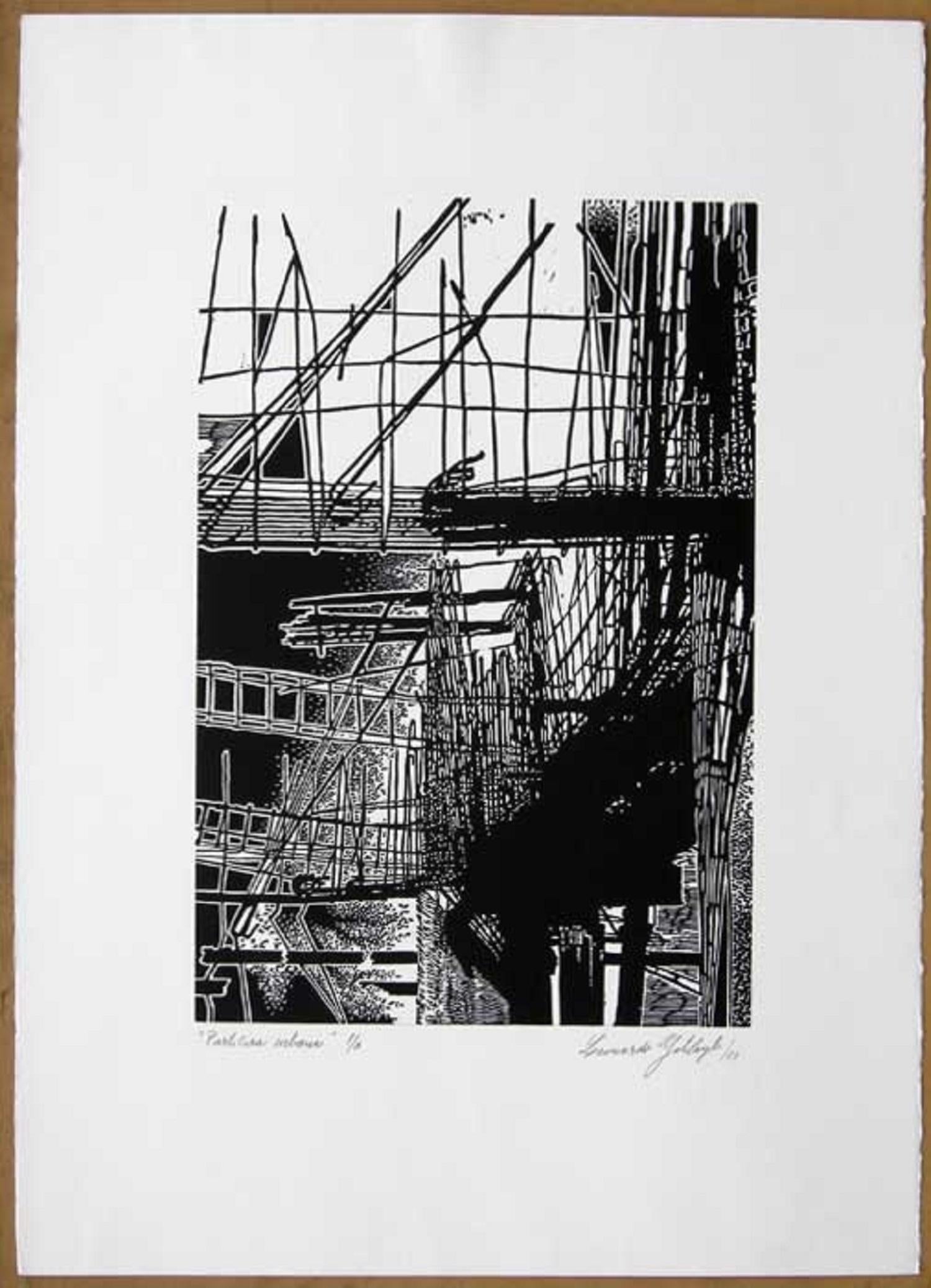 Leonardo Gotleyb, ¨Partitura urbana¨, 2003, Holzschnitt, 27.6x19.7 in