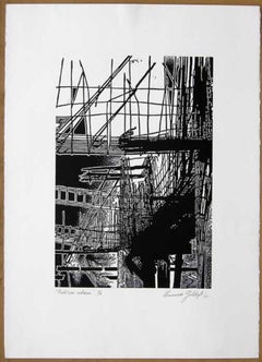 Leonardo Gotleyb, ¨Partitura urbana¨, 2003, Woodcut, 27.6x19.7 in