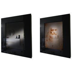 Leonardo Is You, Lighting Mirror with Ultrasonic Sensor, Black Plexiglass