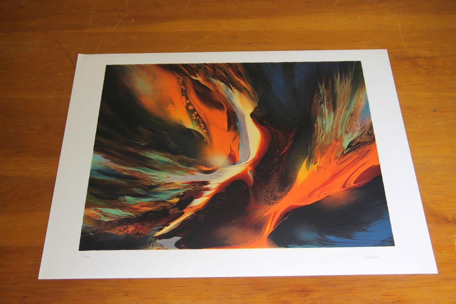 Im selling a rare 3 print portfolio by the Mexican artist Leonardo Nierman. This 250 release set was produced in 1974. The three piece of art are, Cosmic Wind, Firebird, and Flight to the Sun. Each one is numbered and signed by the artist (61/250).