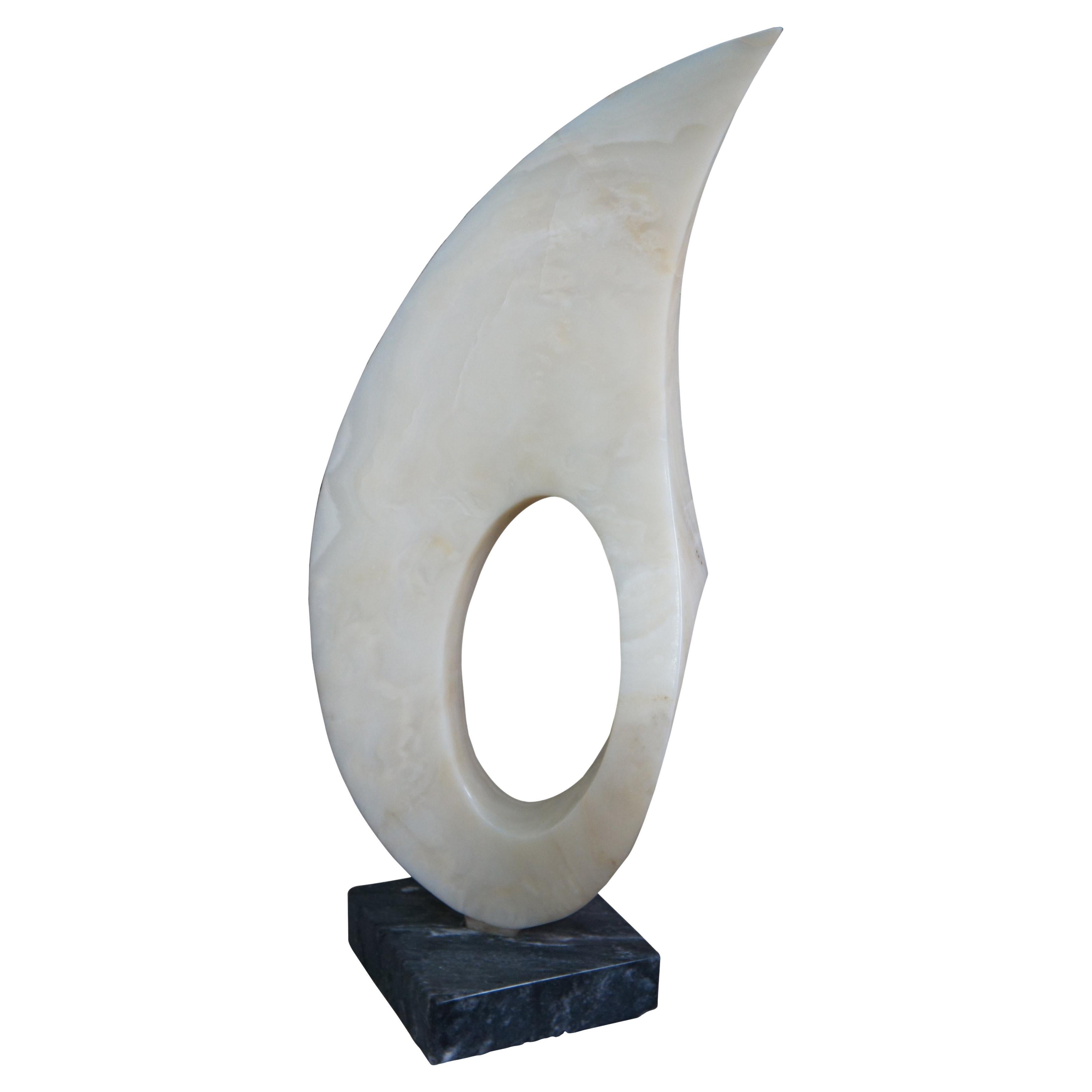 Leonardo Nierman Sculpture abstraite en marbre d'onyx de style Modernity MCM