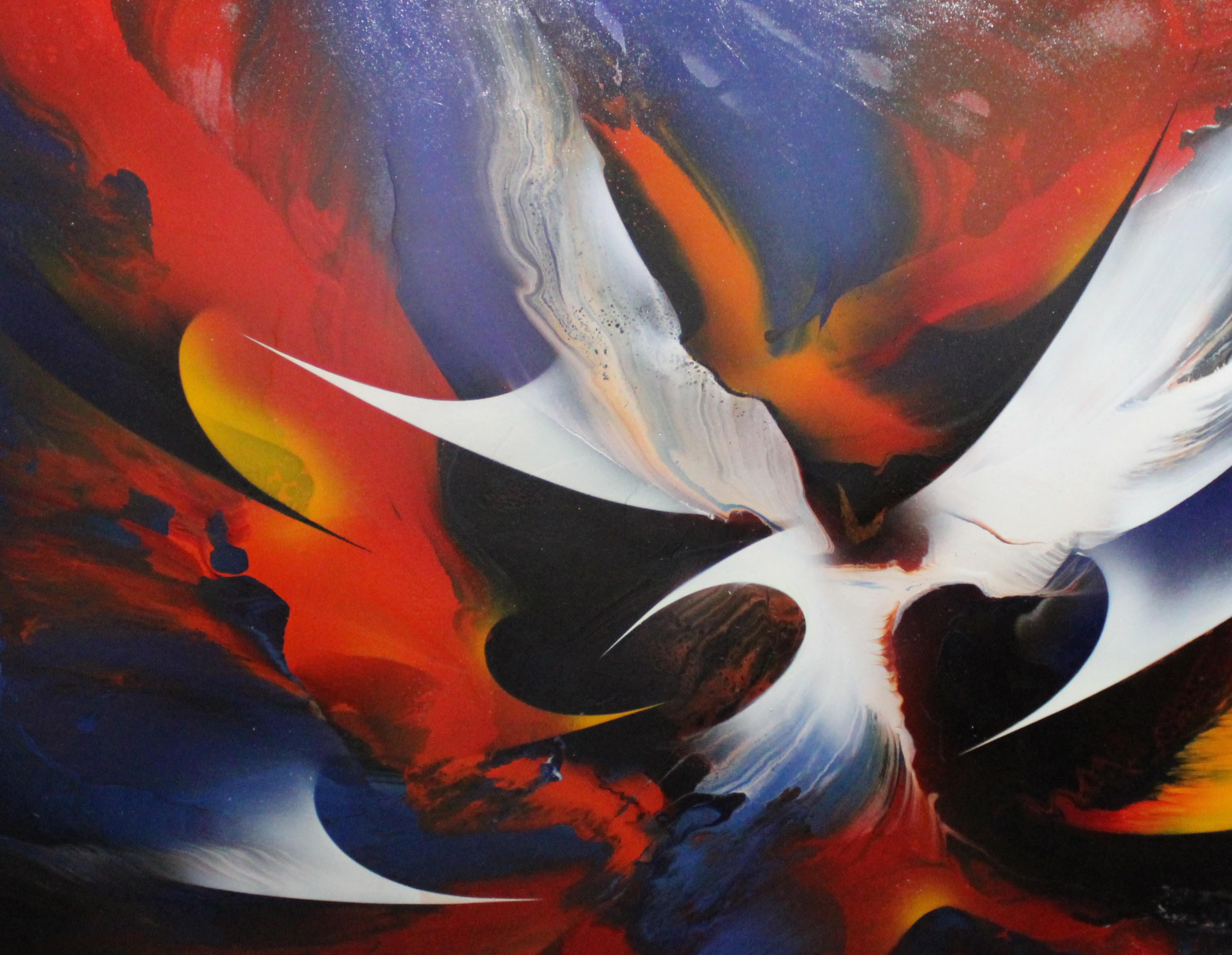 „Ave de Fuego“ Acryl auf Masonit – Painting von Leonardo Nierman