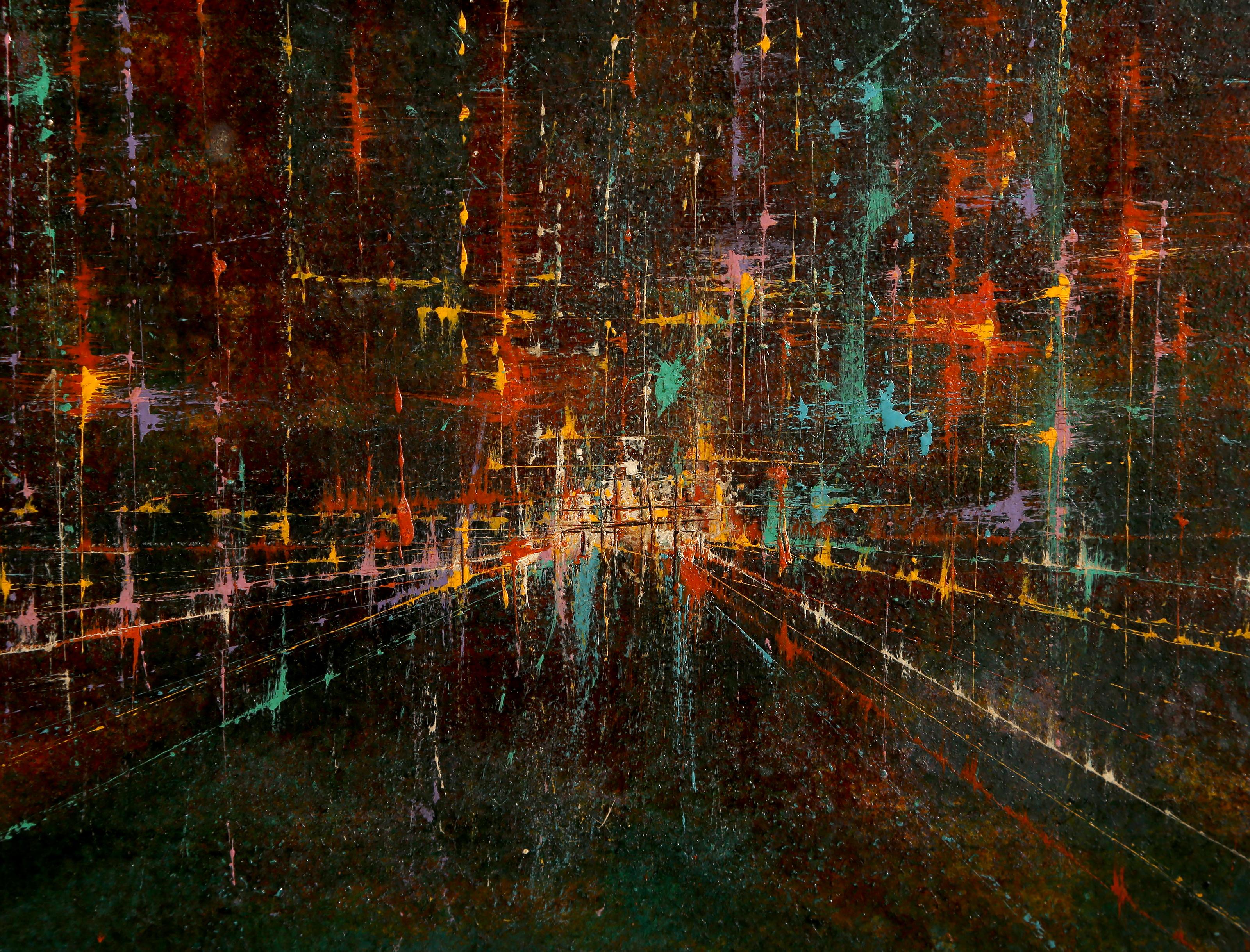 City Lights, 1963 Oil Painting by Leonardo Nierman 1
