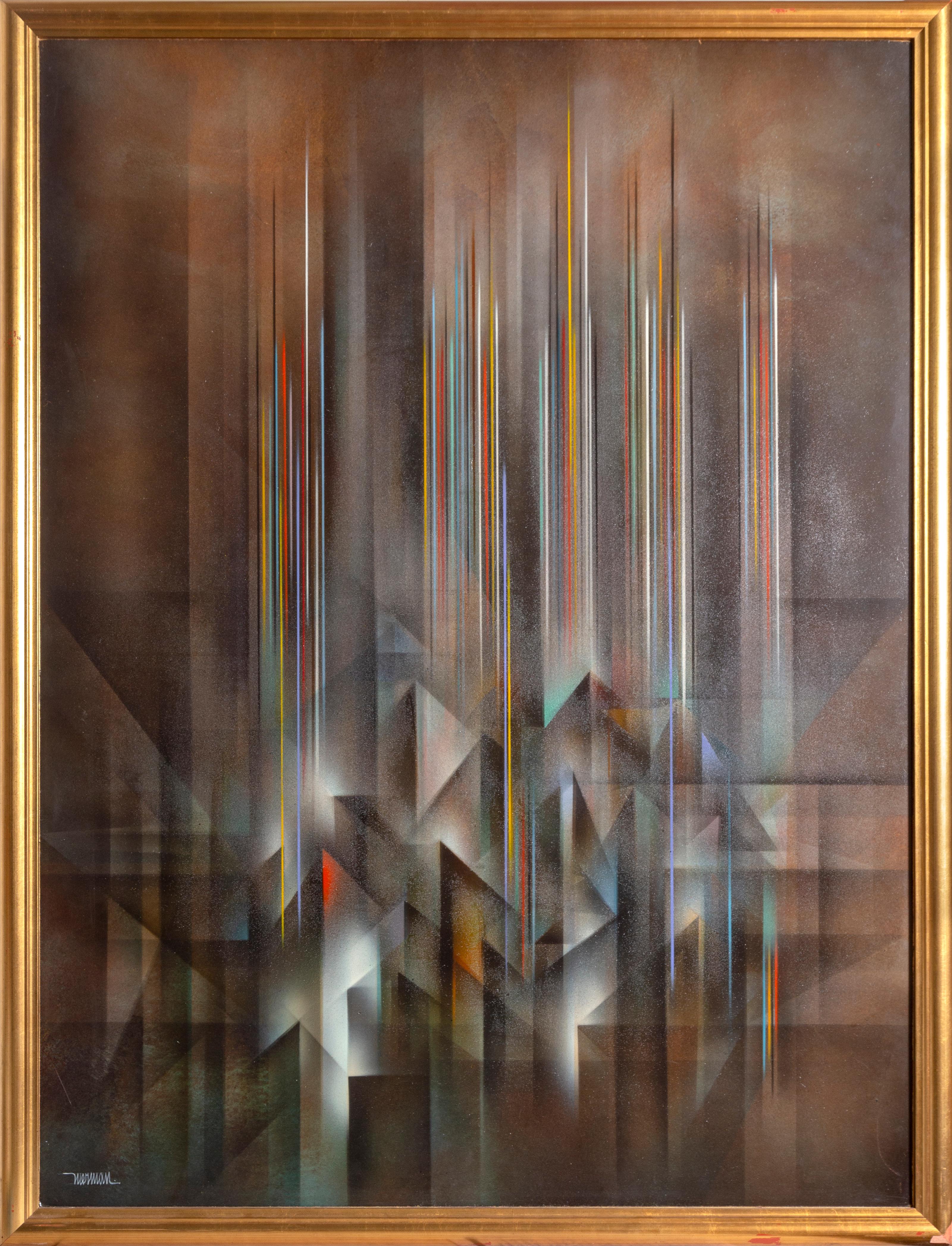 Leonardo Nierman Abstract Painting - Ciudad Prismatica