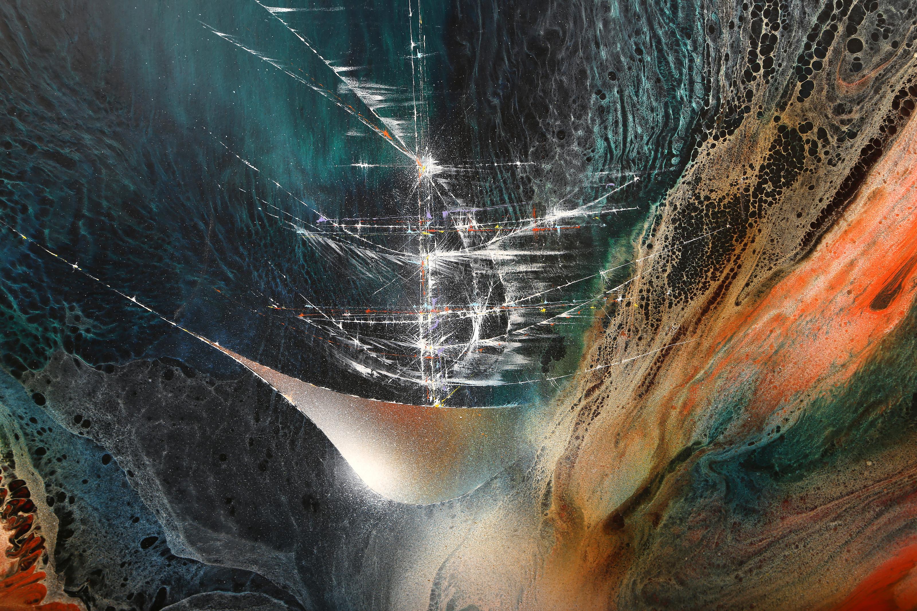 Nave incantata, pittura ad olio espressionista astratta di Leonardo Nierman in vendita 1