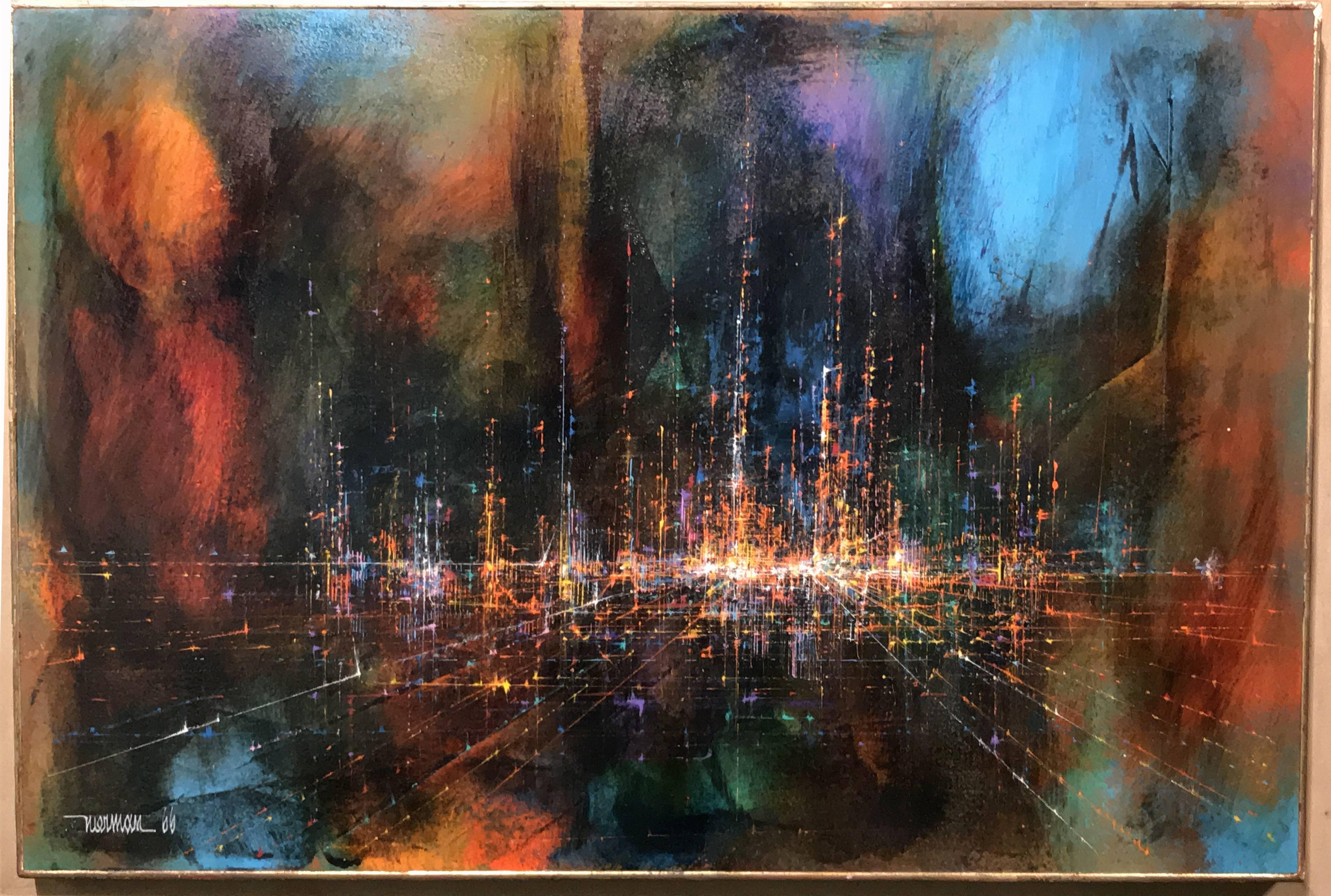 Floating City, 1966 - Painting by Leonardo Nierman