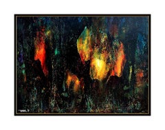 Large LEONARDO NIERMAN Original Signed OIL PAINTING on BOARD Abstract Art CAVE