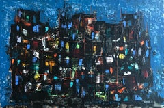 Leonardo Nierman, City at Night, Oil Painting