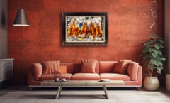 Leonardo Nierman La Ciudad en la Nieve 1960 Signed Original Oil Painting