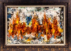 Leonardo Nierman La Ciudad en la Nieve 1960 Signed Original Oil Painting