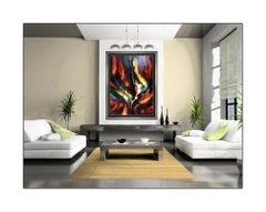 Leonardo Nierman Large Original Oil Painting On Board Signed Modern Abstract Art