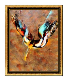 Leonardo Nierman Original Oil Painting On Board Large Abstract Bird Signed Art