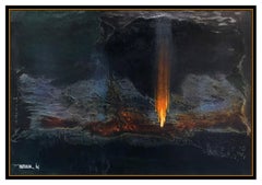 Leonardo Nierman Original Oil Painting On Board Signed Signed Cosmic Framed Art