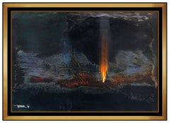 Vintage Leonardo Nierman Original Oil Painting On Board Signed Signed Cosmic Framed Art