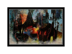 Leonardo NIERMAN Original Oil Painting Signed Abstract Cosmic Artwork Framed SBO