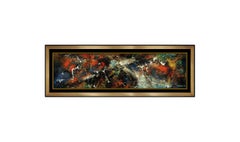 Vintage Leonardo Nierman Original Painting Oil On Board Large Cosmic Abstract Signed Art