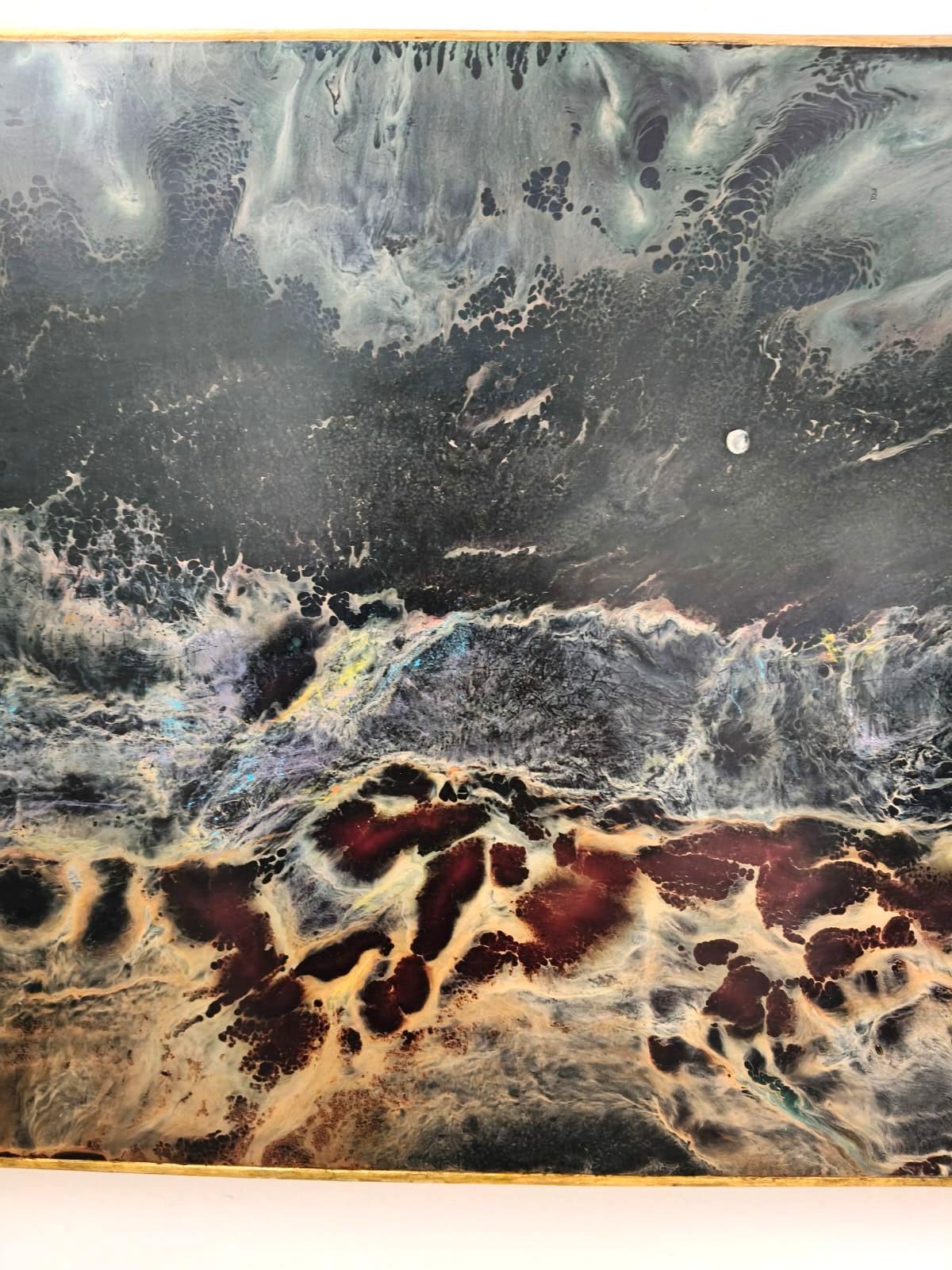 Moonlight Acrylic on Masonite - Surrealist Painting by Leonardo Nierman