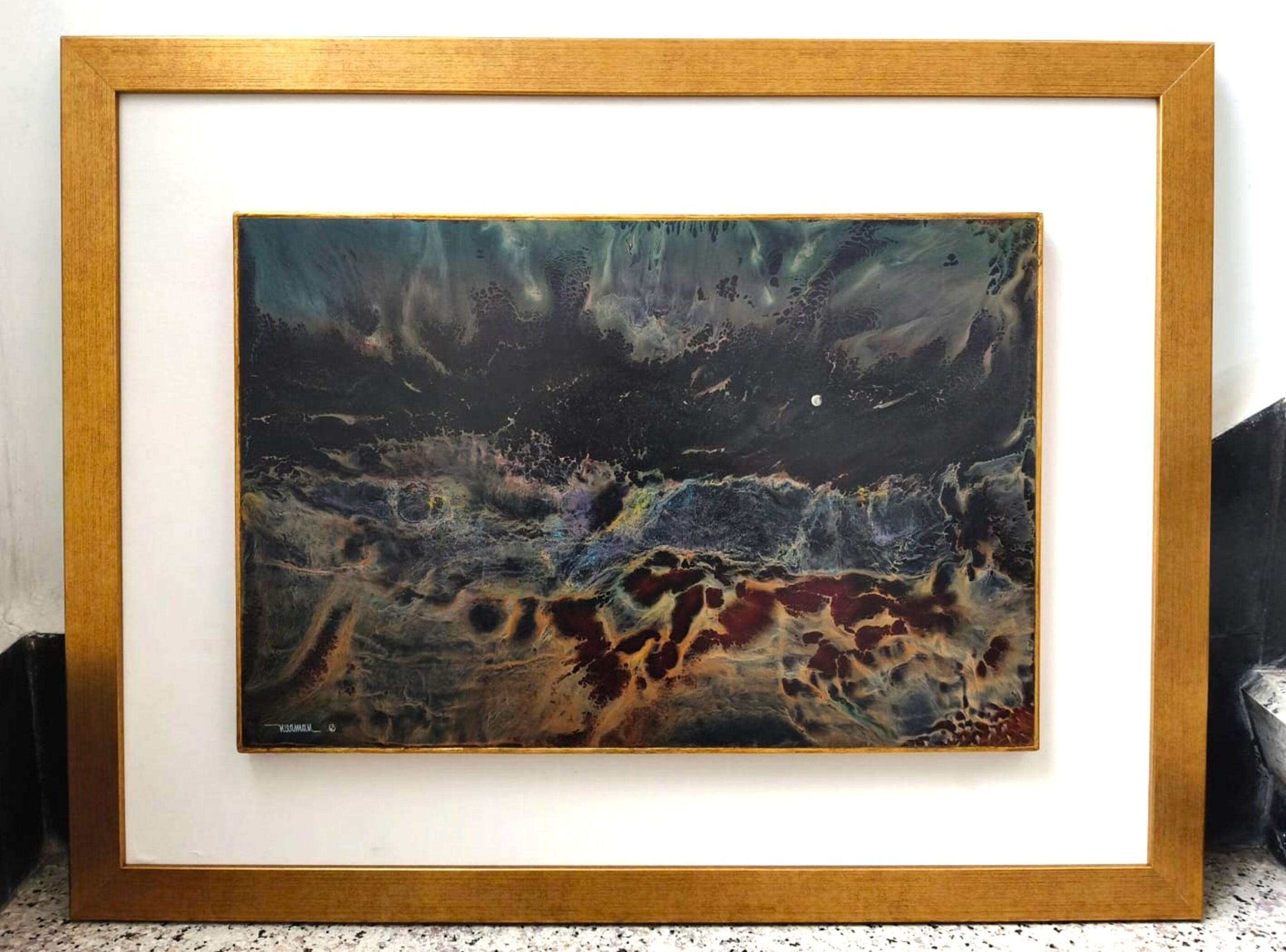 Leonardo Nierman Figurative Painting - Moonlight Acrylic on Masonite