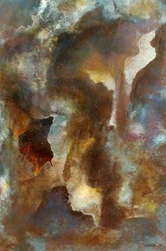 Original Leonardo Nierman Abstract Painting Oil on Masonite Framed Purple