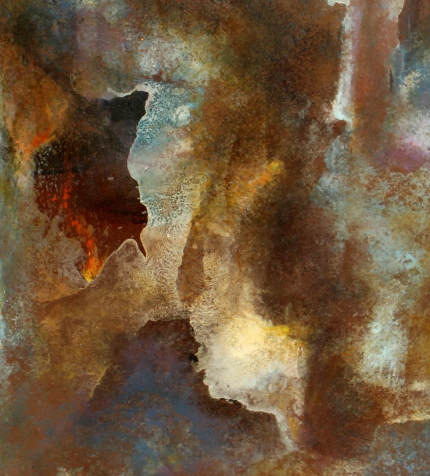 Pittura astratta originale di Leonardo Nierman Olio su masonite con cornice viola in vendita 2