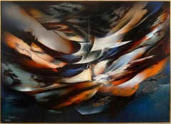 Tempest, Signed Abstract Expressionist Oil on Masonite by Leonardo Nierman