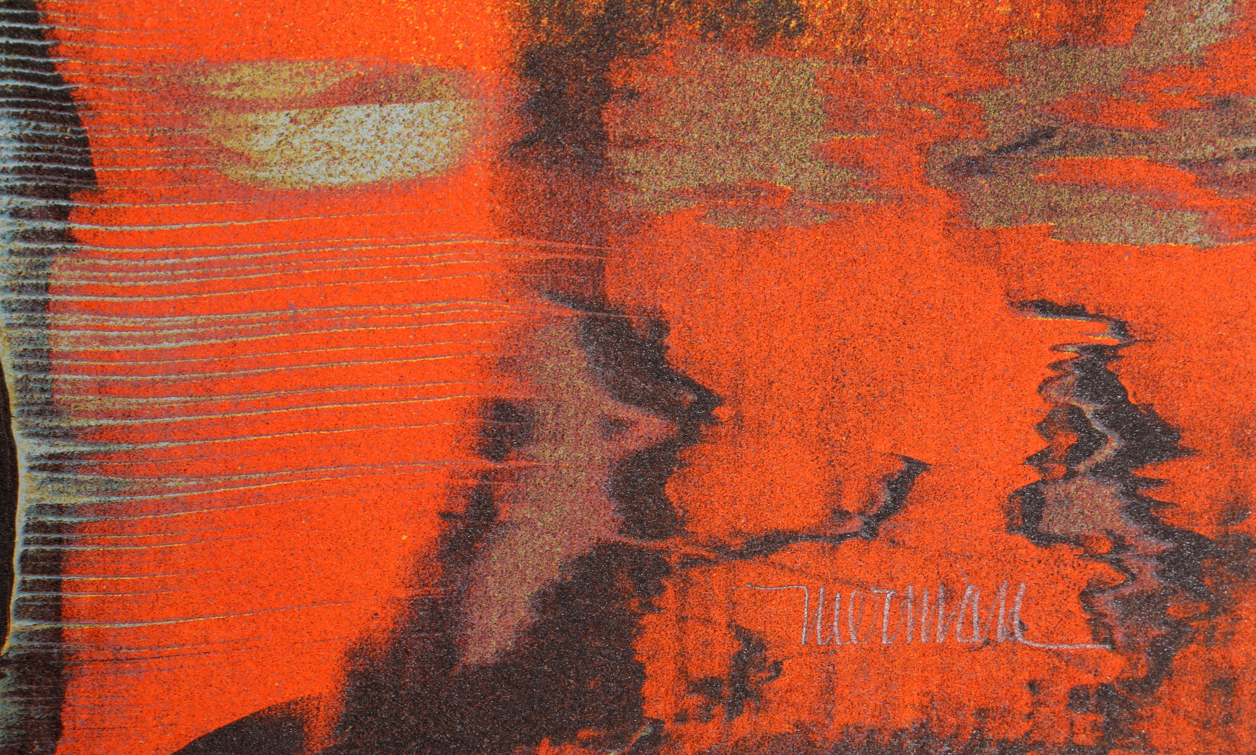 Energía Cosmica 4, litografia espressionista astratta di Nierman - Abstract Print Marrone di Leonardo Nierman